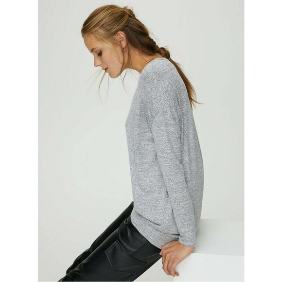 Aritzia Wilfred Free Arizona Heathered grey Jersey long sleeve top NWOT SIZE S - Picture 2 of 9